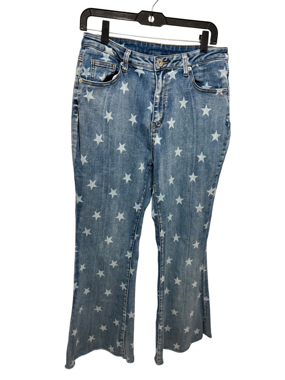 Anna Kaci Star Print Wide-Leg Jeans - Blue Size L
